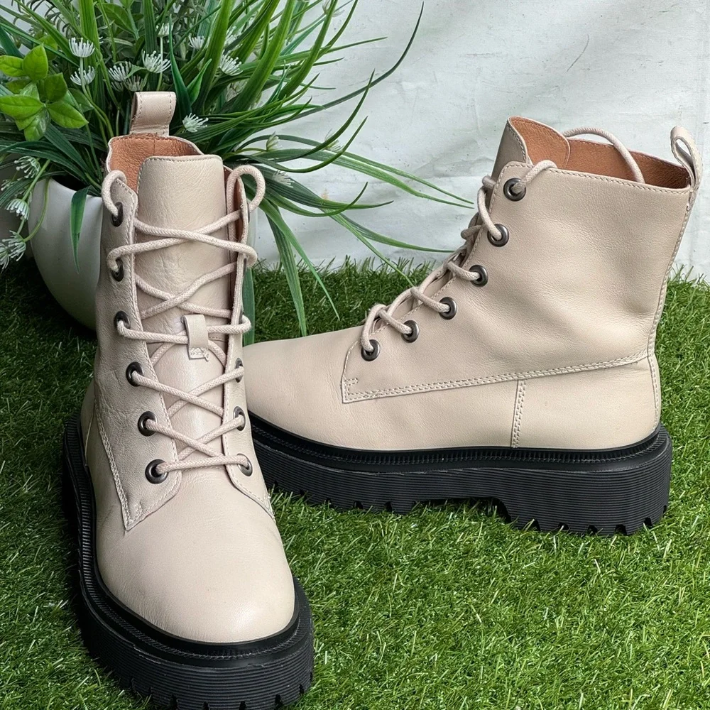 Madewell Rayna Lace-up Lug sole boots I leather - harvest moon Size 6.5 - Picture 5 of 12